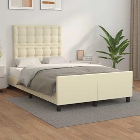vidaXL Πλαίσιο Κρεβατιού χωρίς στρώμα Κρεμ 120x190 εκ.Συνθ. Δέρμα