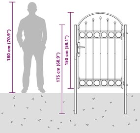 vidaXL Πύλη Φράχτη Γκρι 100 x 150 cm Ατσάλι με Επικάλυψη Πούδρας