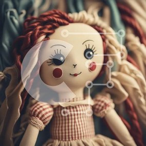 Intra Συλλεκτικό Ξύλινο Παζλ Plywood 4mm - Αξιολάτρευτη κούκλα με κόκκινα μαλλιά και καρό φόρεμα Σε Ξύλινο Κουτί - Διαστάσεις: 10x10 cm – 25 κομμάτια