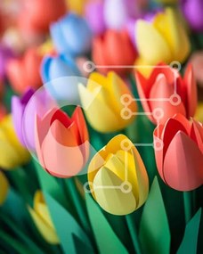 Σετ των 2 Intra Συλλεκτικό Ξύλινο Παζλ Plywood 4mm - Ένδειξη Origami με πολύχρωμες χάρτινες τουλίπες Σε Ξύλινο Κουτί - Διαστάσεις: 10x10 cm – 25 κομμάτια