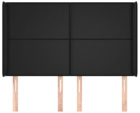 Κεφαλάρι με Πτερύγια Μαύρο 147x16x118/128 εκ. Συνθ. Δέρμα - Μαύρο