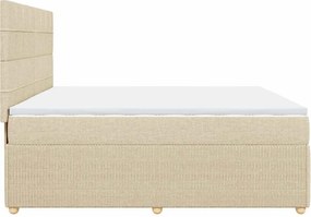 vidaXL Κρεβάτι Boxspring με Στρώμα Κρεμ 200x200 εκ. Υφασμάτινο