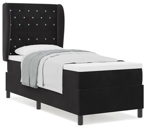 vidaXL Κρεβάτι με ελατήρια με στρώμα Μαύρο 80 x 200 cm Βελούδο