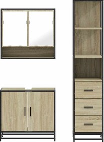 vidaXL Σετ Επίπλων Μπάνιου 3 Τεμαχίων Sonoma Δρυς Επεξεργασμένο Ξύλο
