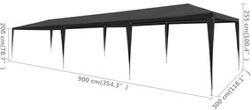 vidaXL Τέντα Εκδηλώσεων Ανθρακί 3 x 9 μ. από Πολυαιθυλένιο