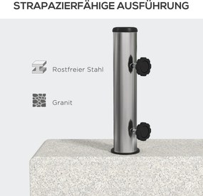 Βάση ομπρέλας 25 κιλών, βάση ομπρέλας από γρανίτη, για στύλους ομπρέλας Ø32/38/48 mm, γκρι