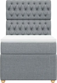 vidaXL Κρεβάτι Boxspring με Στρώμα Ανοιχτό Γκρι 90x190 εκ. Υφασμάτινο