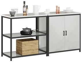 vidaXL Σετ Αποθήκευσης Κουζίνας με ράφι 2 pcs Ασημί 180 x 50 x 92 εκ.