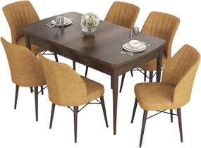 Extendable Dining Table &amp; Chairs Set (7 Pieces) Eva - Baroque, Cappuccino Baroque
Cappuccino