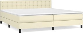 vidaXL Κρεβάτι Boxspring με Στρώμα Κρεμ 200x200 εκ. Συνθετικό Δέρμα