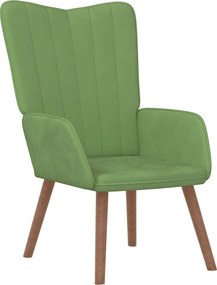 vidaXL Πολυθρόνα Relax Ανοιχτό Πράσινο Βελούδινη με Σκαμπό
