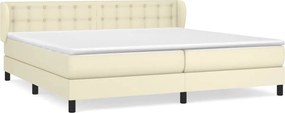 vidaXL Κρεβάτι Boxspring με Στρώμα Κρεμ 200x200 εκ. Συνθετικό Δέρμα