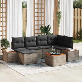 vidaXL Σετ Καναπέ Κήπου 7 pcs Γκρι 264 x 154 x 85 εκ. Πολυ ράταν