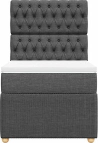 vidaXL Κρεβάτι Boxspring με Στρώμα Σκούρο Γκρι 100x200 εκ. Υφασμάτινο
