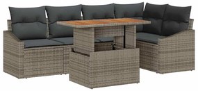 vidaXL Σετ Καναπέ Κήπου με αποθήκευση 6 pcs Γκρι Πολυ ράταν