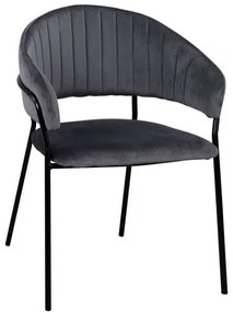 Πολυθρόνα Theodore HM8520.01 Grey 55x50x82Υ εκ. Σετ 2τμχ Velvet, Metal
