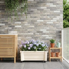vidaXL Γλάστρα Calypso με Ρόδες Λευκό 79 x 35 x 33 εκ PP
