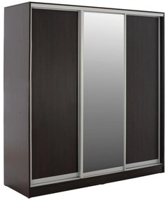 WARDROBE ADLER SLIDING MELAMINE WENGE WITH MIRROR 3-LEAF 240x60x240H