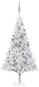 vidaXL Χριστουγεννιάτικο Δέντρο με LED & Μπάλες Ασημί 180 εκ. από PET