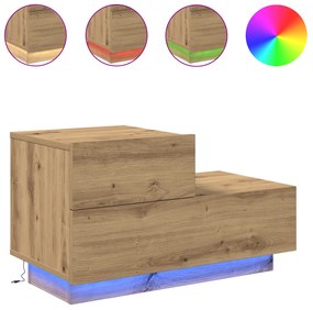 vidaXL Κομοδίνο με φώτα LED σε Artisan Oak 100x36x49 εκ