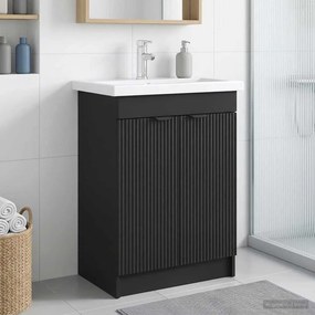 vidaXL Ντουλάπι κάτω από τον νιπτήρα Μαύρο 56 x 37,5 x 81 εκ