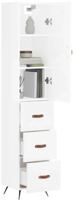 vidaXL Ντουλάπι Γυαλ. Λευκό 34,5 x 34 x 180 εκ. από Επεξεργασμένο Ξύλο
