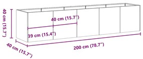 Ζαρντινιέρα Μαύρη 200x40x40 εκ. από Χάλυβα Ψυχρής Έλασης - Μαύρο