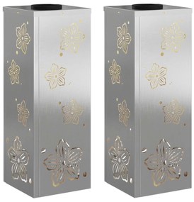 vidaXL Ηλιακό LED Φως Δρόμου 2 pcs Ασημί Ανοξείδωτο ατσάλι