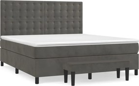 vidaXL Κρεβάτι Boxspring με Στρώμα Σκούρο Γκρι 180x200 εκ. Βελούδινο