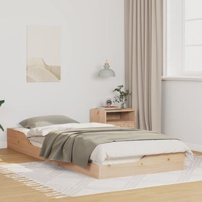 vidaXL Κρεβάτι δαπέδου Καφέ 100 x 220 cm Μασίφ ξύλο πεύκου