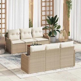 vidaXL Σετ Καναπέ Κήπου 7 pcs Μπεζ Πολυ ράταν