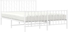 vidaXL Πλαίσιο Κρεβατιού με Κεφαλάρι/Ποδαρικό Λευκό 135x190εκ. Μέταλλο