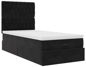 vidaXL Οθωμανικό κρεβάτι με στρώματα & LEDs Μαύρο 100x200cm Velvet
