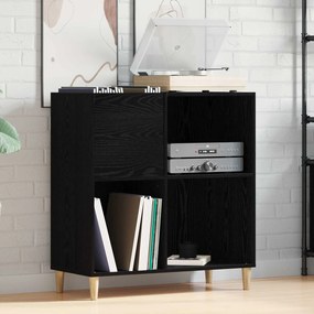 vidaXL Ντουλάπι δίσκων βινυλίου με ράφι Μαύρη Οξυά 84,5 x 38 x 89 εκ