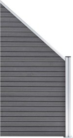 vidaXL Πάνελ Περίφραξης 6 Τετράγωνα + 1 Κεκλιμένο Γκρι 1138x186 εκ WPC