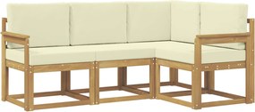vidaXL Σειρά Καναπέ Εξωτερικού με μαξιλάρι 4 pcs Λευκό και Κρεμ
