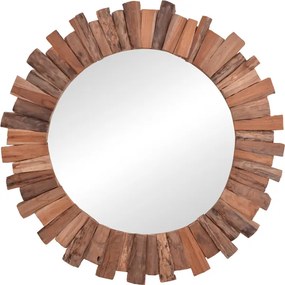 Καθρέπτης Rounder pakoworld teak ξύλο σε φυσική απόχρωση Φ80x4εκ
