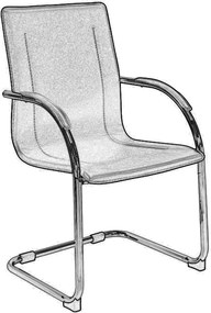 OMIKRON Πολυθρόνα Γραφείου Επισκέπτη, Μέταλλο Χρώμιο PVC Μαύρο   4τμχ