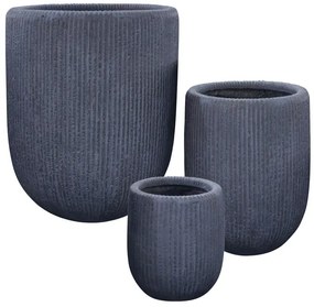 MarHome ΚΑΣΠΩ FIBERCLAY ΣΕΤ/3 ΣΚ.ΓΚΡΙ ΣΤΡΟΓΓΥΛΟ-ΓΡΑΜΜΩΣΕΙΣ ΚΑΘΕΤΕΣ S:Φ23x28, M:Φ33x41, L:Φ44x54cm 24/ΠΑΛ 06-23218 SET3