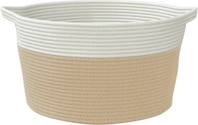 vidaXL Καλάθι Αποθήκευσης Μπεζ και Λευκό Ø40 x 25 εκ. Βαμβακερό