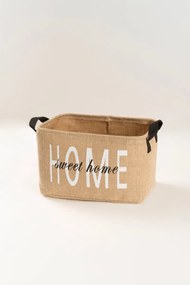 Καλάθι από γιούτα με κείμενο Home Καφέ 30x22x18 cm