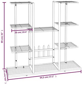 vidaXL Βάση Λουλουδιών Λευκή 94,5 x 25 x 89 εκ. Σιδερένια