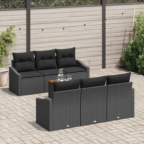 vidaXL Σετ Καναπέ Κήπου με μαξιλάρι 7 pcs Μαύρο Πολυ ράταν