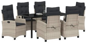 vidaXL Σέτ φαγητού για κήπο 7 pcs Ανοιχτό γκρι συνθετικό ρατάν