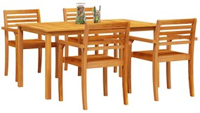 vidaXL Σέτ φαγητού για κήπο 5 pcs Καφέ Μασίφ ξύλο ακακίας