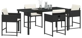 vidaXL Σέτ φαγητού για κήπο με μαξιλάρι 5 pcs Μαύρο Πολυ ράταν