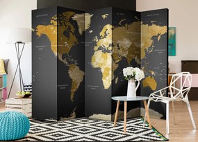 Διαχωριστικό με 5 τμήματα - Room divider - World map on dark background 225x172