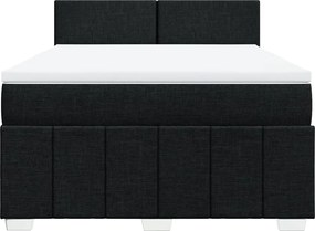 vidaXL Κρεβάτι Boxspring με Στρώμα Μαύρο 140x200 εκ. Υφασμάτινο