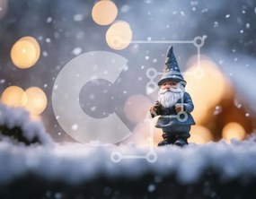 Intra Συλλεκτικό Ξύλινο Παζλ Plywood  4mm - Ειδώλιο Gnome διακοπών με τα φώτα στο χιόνι Σε Ξύλινο Κουτί - Διαστάσεις: 10x10 cm – 25 κομμάτια
