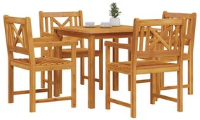 vidaXL Σέτ φαγητού για κήπο 5 pcs Καφέ Μασίφ ξύλο ακακίας